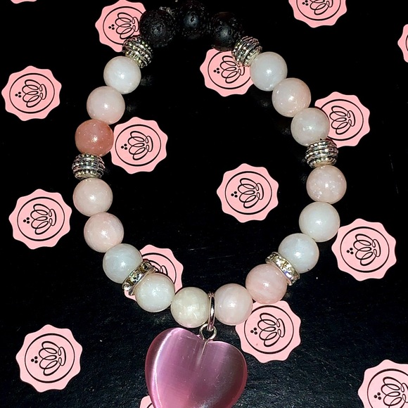 🪬2/$25🪬 Natural Pink Opal 8mm Stone with Pink Opal Charm Stretch Bracelet - Picture 13 of 16